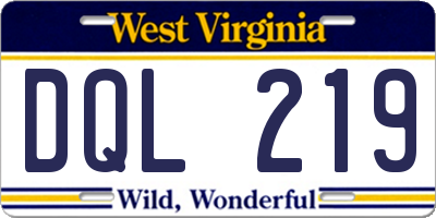 WV license plate DQL219