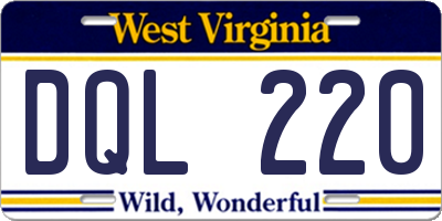 WV license plate DQL220