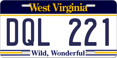 WV license plate DQL221