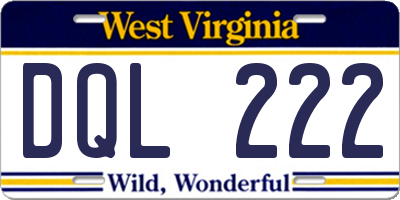 WV license plate DQL222
