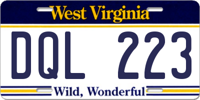 WV license plate DQL223