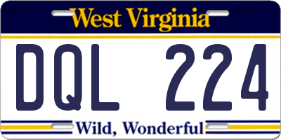 WV license plate DQL224