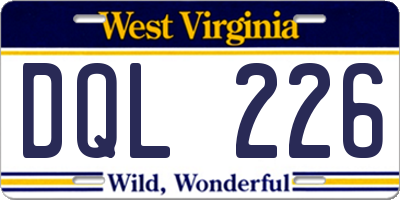 WV license plate DQL226