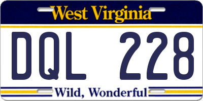 WV license plate DQL228