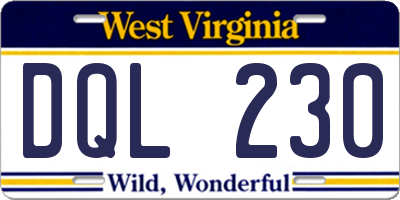 WV license plate DQL230