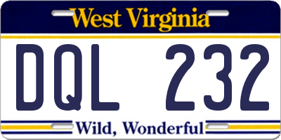 WV license plate DQL232