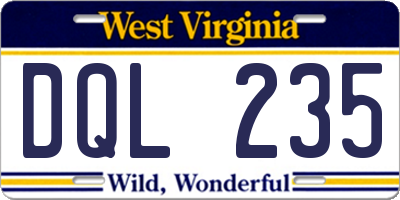 WV license plate DQL235