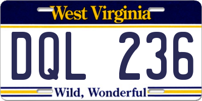 WV license plate DQL236