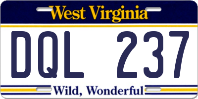 WV license plate DQL237