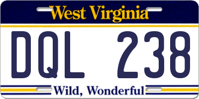 WV license plate DQL238
