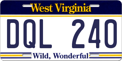 WV license plate DQL240