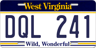 WV license plate DQL241