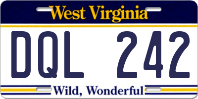 WV license plate DQL242