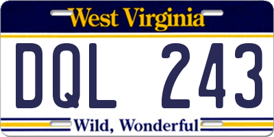 WV license plate DQL243