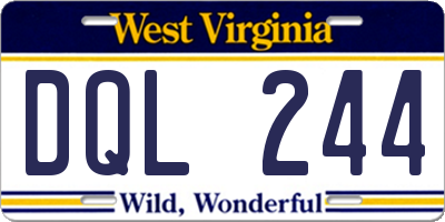 WV license plate DQL244