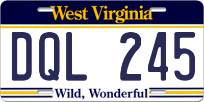 WV license plate DQL245