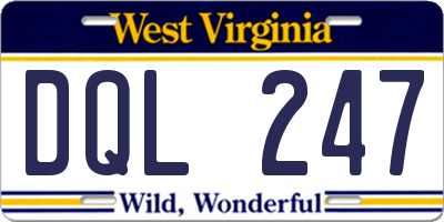 WV license plate DQL247