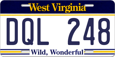 WV license plate DQL248