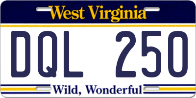 WV license plate DQL250