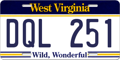 WV license plate DQL251