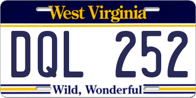 WV license plate DQL252