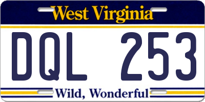 WV license plate DQL253