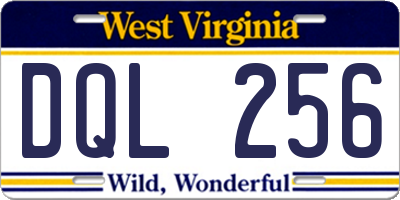 WV license plate DQL256