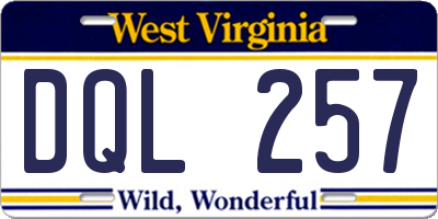 WV license plate DQL257