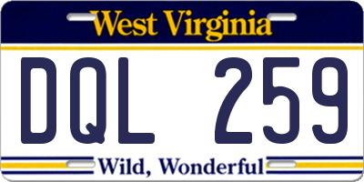 WV license plate DQL259
