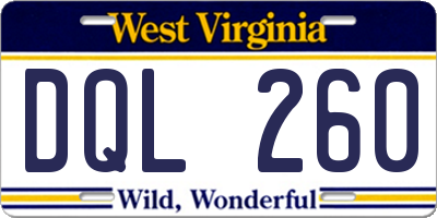 WV license plate DQL260
