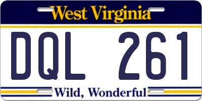 WV license plate DQL261