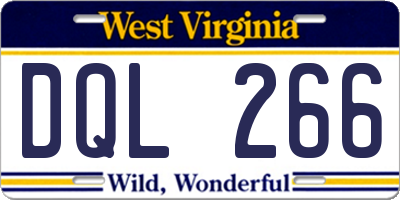 WV license plate DQL266