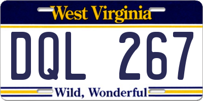 WV license plate DQL267