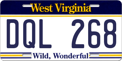 WV license plate DQL268