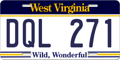 WV license plate DQL271