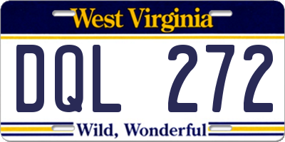 WV license plate DQL272