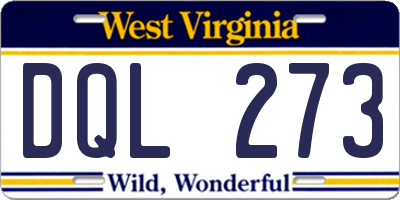 WV license plate DQL273