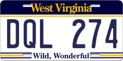 WV license plate DQL274