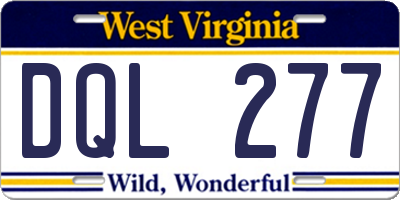 WV license plate DQL277