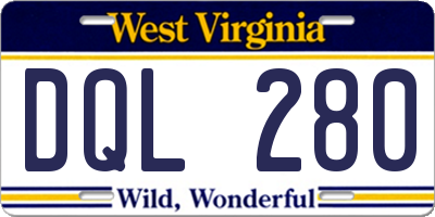WV license plate DQL280
