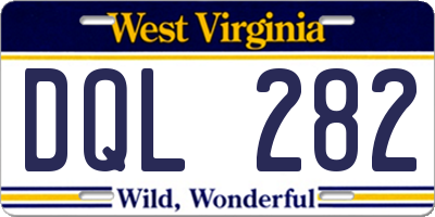 WV license plate DQL282
