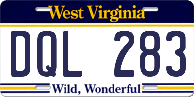 WV license plate DQL283