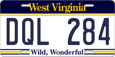WV license plate DQL284