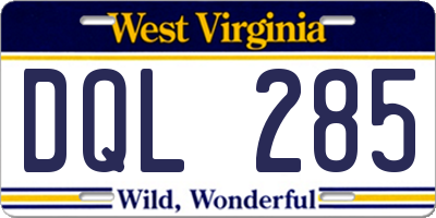 WV license plate DQL285