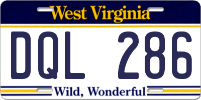 WV license plate DQL286