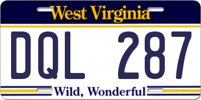 WV license plate DQL287
