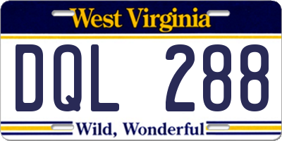 WV license plate DQL288