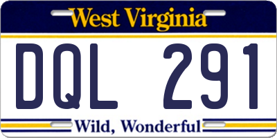 WV license plate DQL291