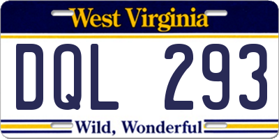 WV license plate DQL293