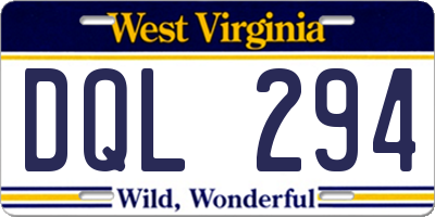 WV license plate DQL294